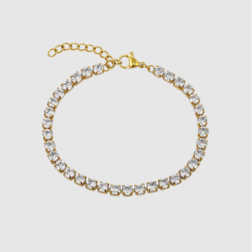 White Tennis Bracelet (Gold)