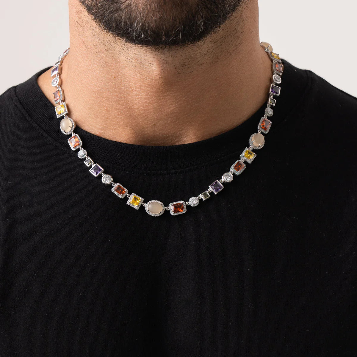 Mixed Gemstone Chain (Silver)