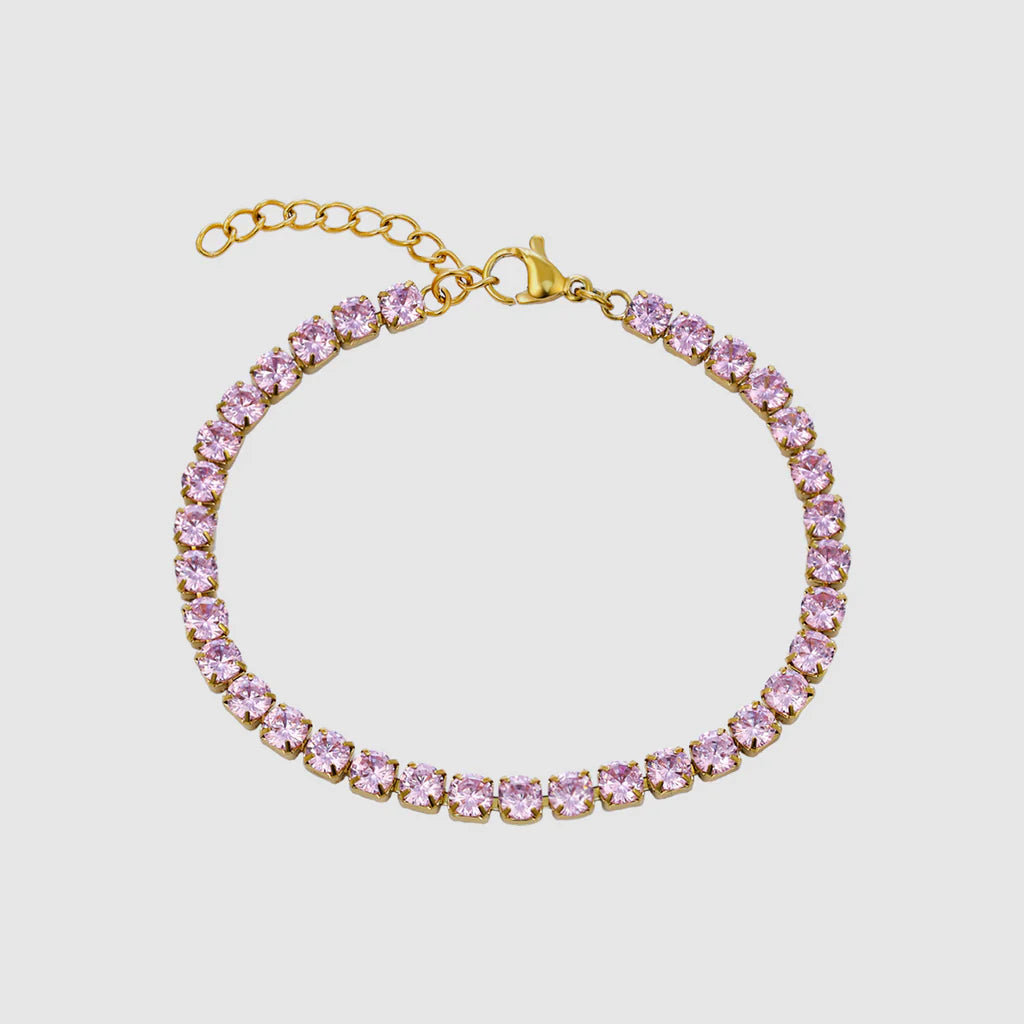 Pink Tennis Bracelet (Gold)