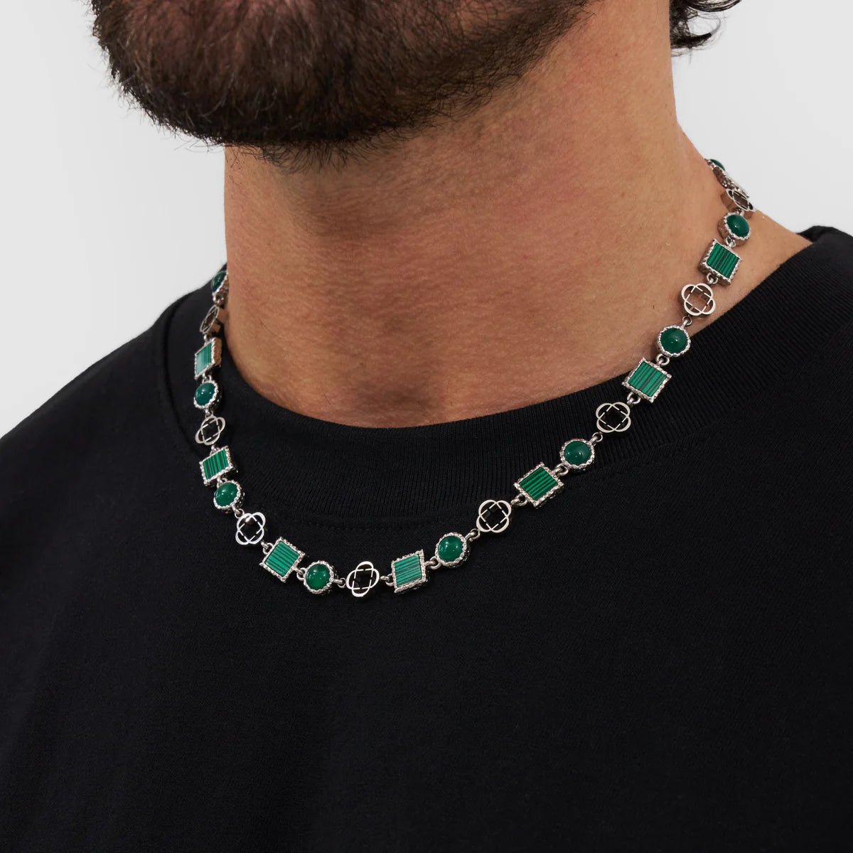 Green Gemstone Chain (Silver)