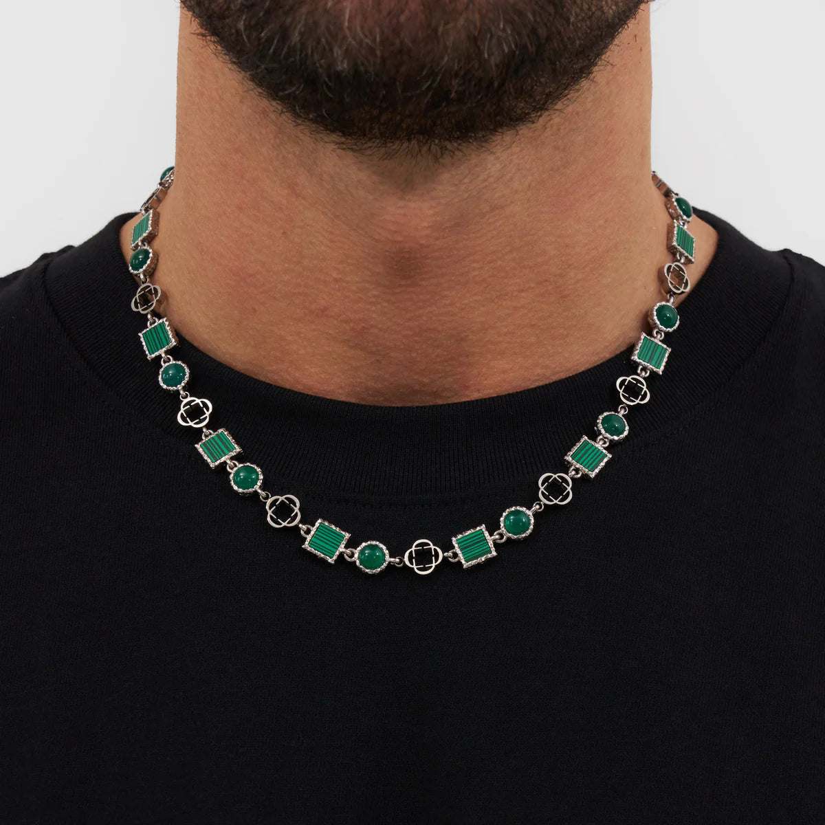 Green Gemstone Chain (Silver)