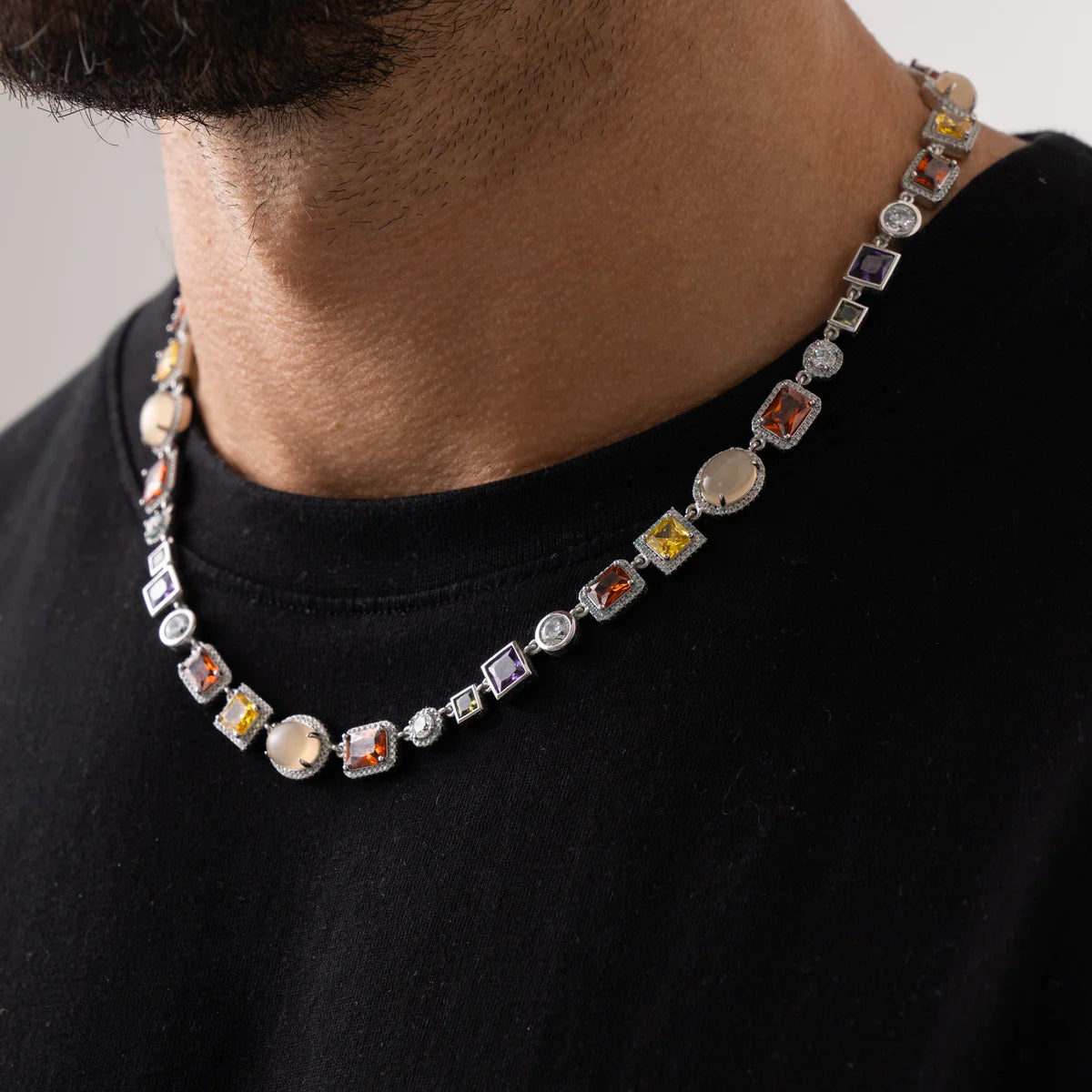 Mixed Gemstone Chain (Silver)