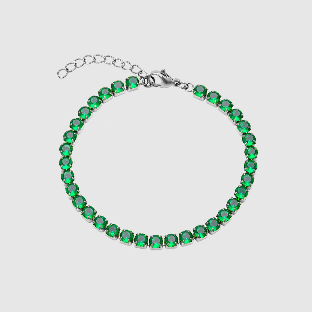 Green Tennis Bracelet (Silver)