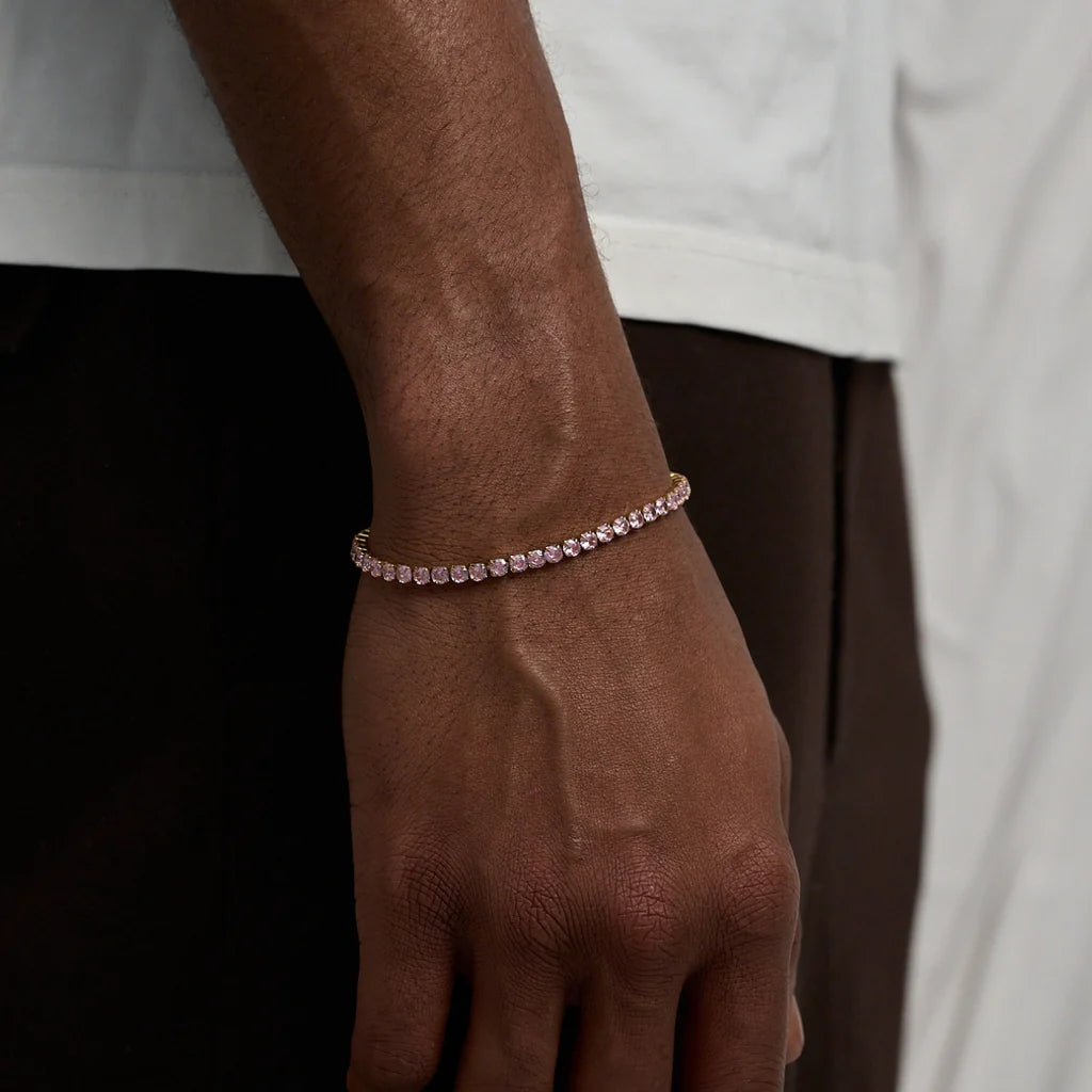 Pink Tennis Bracelet (Gold)