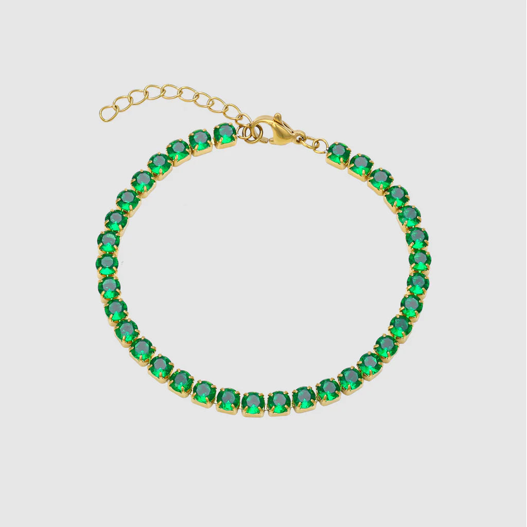Green Tennis Bracelet (Gold)