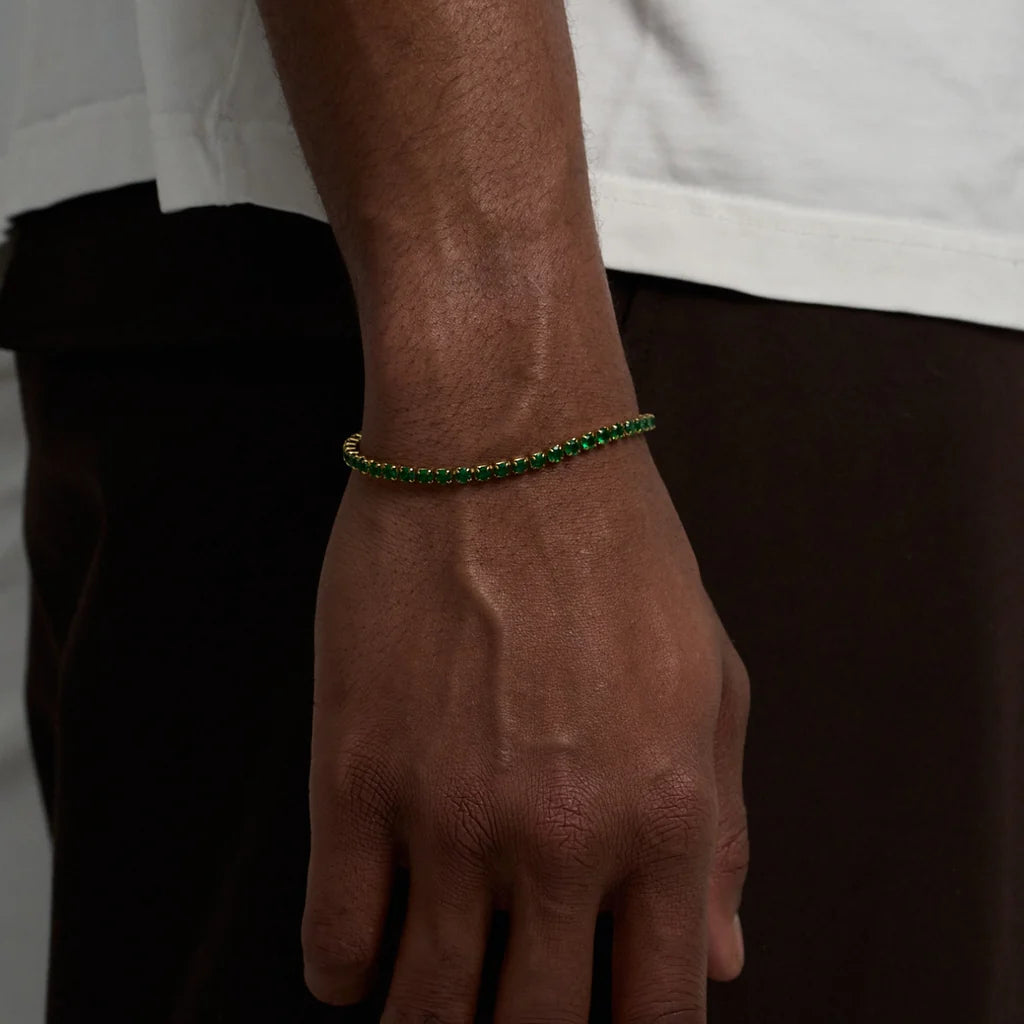 Green Tennis Bracelet (Gold)