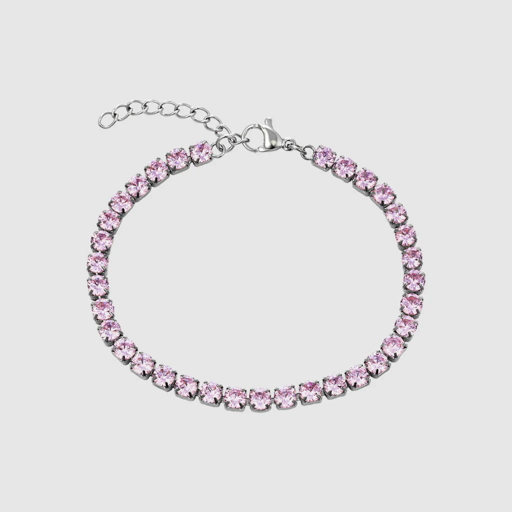 Pink Tennis Bracelet (Silver)
